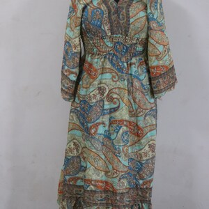 wholesale long new dress, Women Silk Ethnic Tunica Silk Dress, Flowy Silk Maxi Dress Bohemian Hippie v-neck dress with ruffled hem