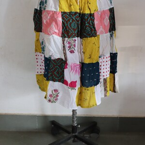 Buy Midi skirt Cotton Short patchwork skirt with elastic on waist