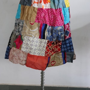 Buy Midi skirt Cotton Short patchwork skirt with elastic on waist