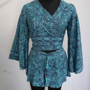 Buy matching coord set of blue colour tietop & shorts