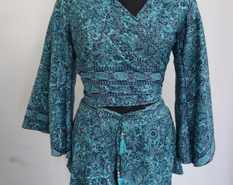 Buy matching coord set of blue colour tietop & shorts