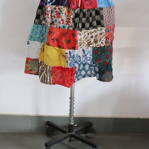 Buy Midi skirt Cotton Short patchwork skirt with elastic on waist