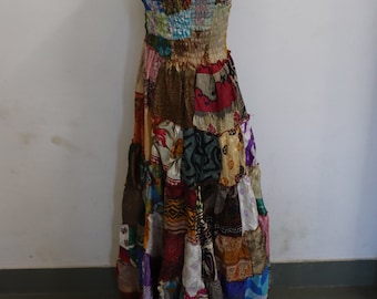 Patchwork Maxi Dress - Bohemian Sleeveless Summer Dress