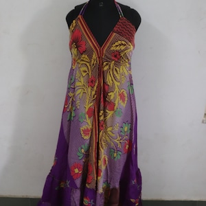 Boho Strand Maxi Kleid, Frauen Seide langes Kleid, ethnisches Tunika Seidenkleid, Flowy Seide Maxi Kleid, lose Passform Boho Hippie Kleid Abendkleid