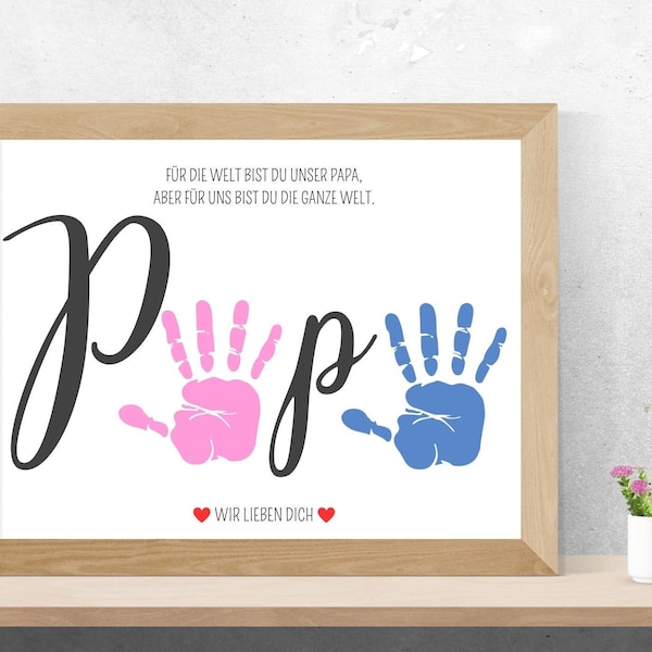 Geschenk Papa - Handabdruck Vorlage - Wir lieben dich - PDF Datei als Sofort Download - Vatertagsgeschenk - Dekoration - Zwei Handabdrücke