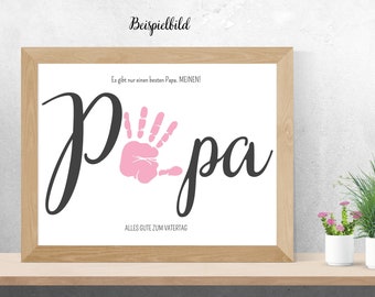 Handabdruck Geschenk für Papa - VATERTAG - Digitaler Download - Kinder Handabdruck - PDF Vorlage -Geschenkidee - Sofort Download - A4 Format