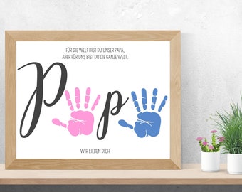 Gift for Dad - Handprint Template - We love you - PDF file as instant download - Father's Day gift - WITHOUT HEARTS - Two handprints