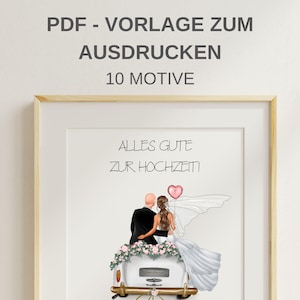 Wedding cash gift - 10 designs - instant download - PDF file - gift for the bride and groom - wedding car - design 19