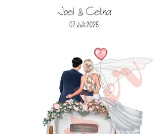 Personalisiert mit Namen und Datum - Geldgeschenk zur Hochzeit - 10 MOTIVE - Pdf Datei - Geschenk Brautpaar - digitales Produkt - Motiv 2