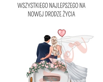 Geldgeschenk zur Hochzeit - 10 MOTIVE - SOFORT DOWNLOAD - Pdf Datei - Geschenk Brautpaar - Hochzeitsauto - Motiv 5 - Polnische Glückwünsche