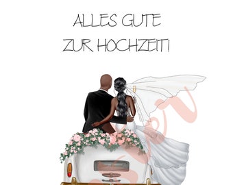 Geldgeschenk zur Hochzeit - 10 MOTIVE - SOFORT DOWNLOAD - Pdf Datei - Geschenk Brautpaar - Hochzeitsauto - Motiv 29