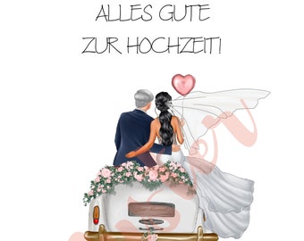 Geldgeschenk zur Hochzeit - 10 MOTIVE - SOFORT DOWNLOAD - Pdf Datei - Geschenk Brautpaar - Hochzeitsauto - Motiv 12