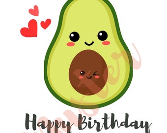 Geldgeschenk zum Geburtstag - Last Minute Geschenk - Vorlage - kawaii-  SOFORT DOWNLOAD - Pdf Datei - Geschenk Download - Motiv Avocado Herz