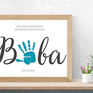 Handabdruck Vorlage Baba - Papa – Geschenk zum Vatertag & Geburtstag – DIY Kinderkunst – PDF Sofort Download – Druckvorlage für Papa