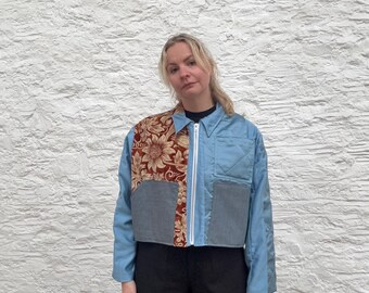 Artistic Reworked Jacket Women | Handmade Patchwork Swing Coat | Indie Designer Outerwear
