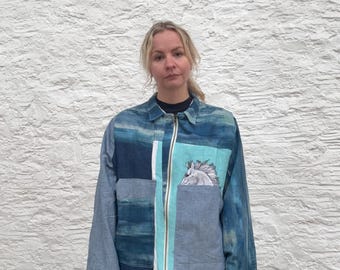 Unisex Reworked Patchwork Jacket | Handmade Vintage Shacket | Contemporary Indie Coat