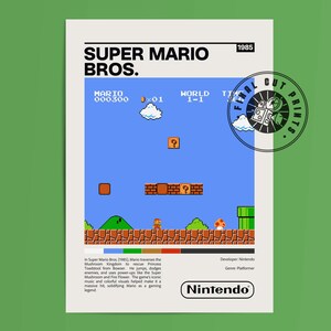 Super Mario Bros. Game Poster Digital Print | Nintendo Video Game ...