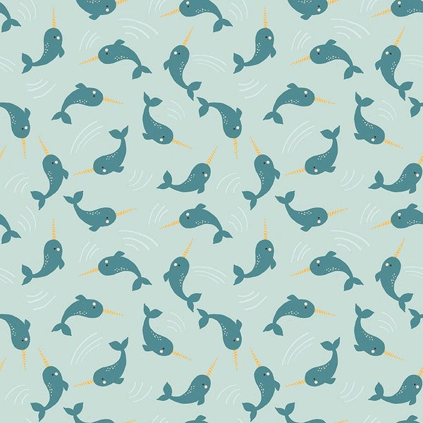 Nice Ice Baby Narwhals mint by Deena Rutter for Riley Blake Designs