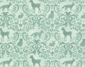 Effies Woods Damask Animals Mint by Deb Strain for Moda Fabrics