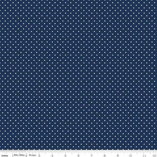 White Swiss Dot on Navy Riley Blake Designs basic