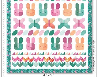 Spring Bunny in a Row Quilt Pattern by Stacy Iest Hsu