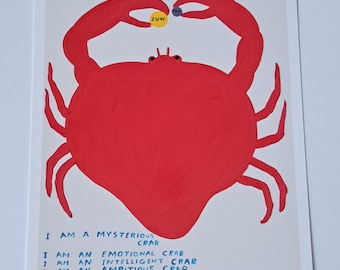 David Shrigley 'Cancer' Zodiac Postcard, Astrology Wall Art