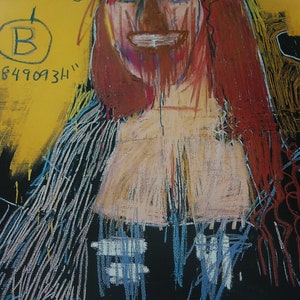 Jean Michel Basquiat New York street artist. 'Mona Lisa' rare large poster. Like Keith Haring. Wall art. Free delivery. Christmas gift ideas