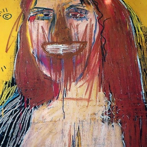 Jean Michel Basquiat New York street artist. 'Mona Lisa' rare large poster. Like Keith Haring. Wall art. Free delivery. Christmas gift ideas