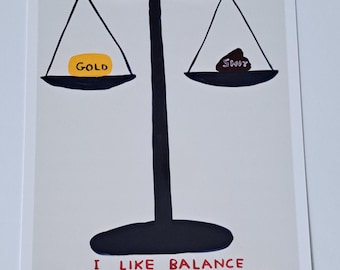 David Shrigley 'Libra' Zodiac Postcard, Open Edition Wall Art