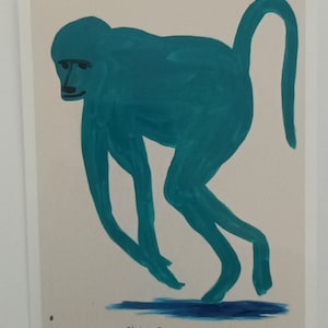 David Shrigley, "... et maintenant je m'enfuis". Carte postale A5 illustrée de singes en édition ouverte.  Art mural. Cadeaux de Noël. Livraison gratuite.