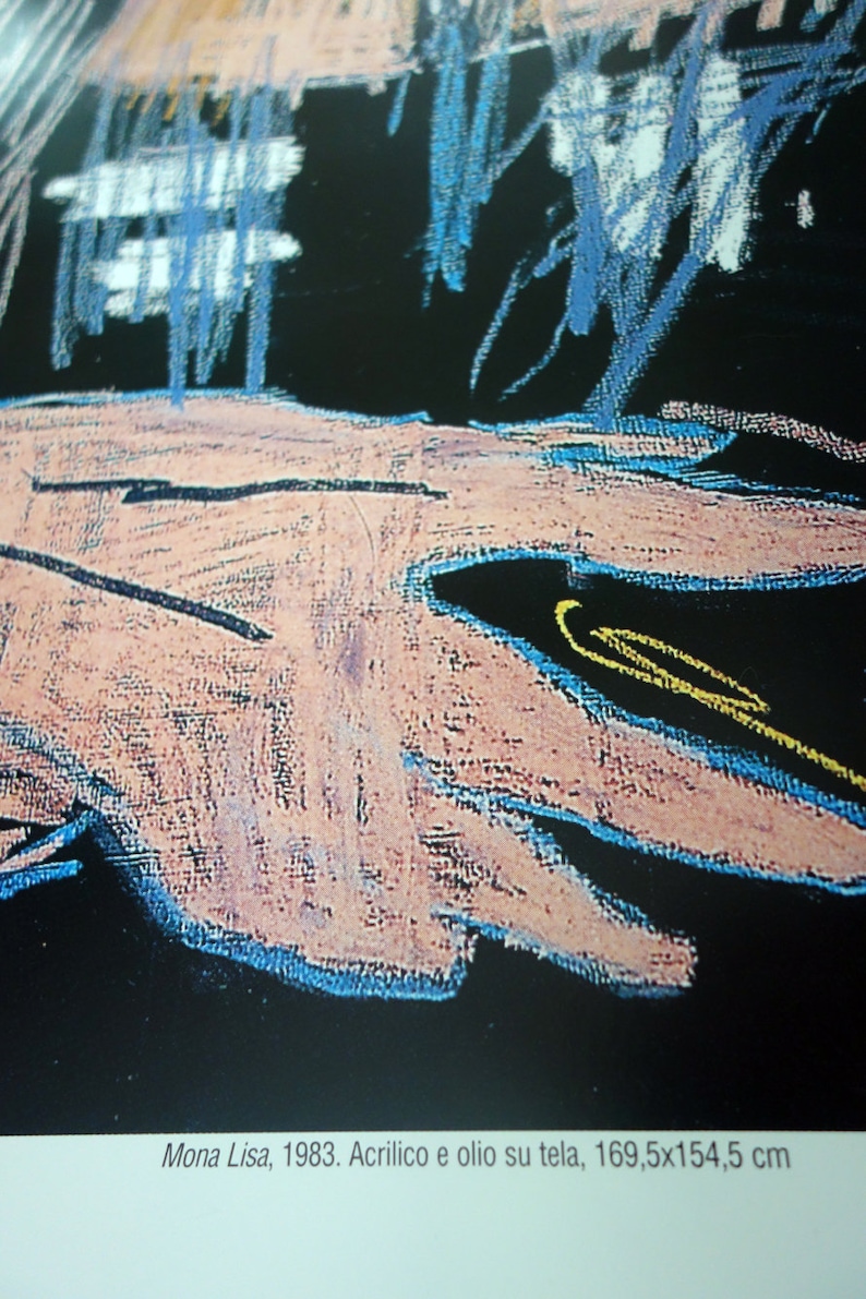 Jean Michel Basquiat New York street artist. 'Mona Lisa' rare large poster. Like Keith Haring. Wall art. Free delivery. Christmas gift ideas.