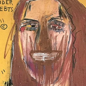 Jean Michel Basquiat New York street artist. 'Mona Lisa' rare large poster. Like Keith Haring. Wall art. Free delivery. Christmas gift ideas