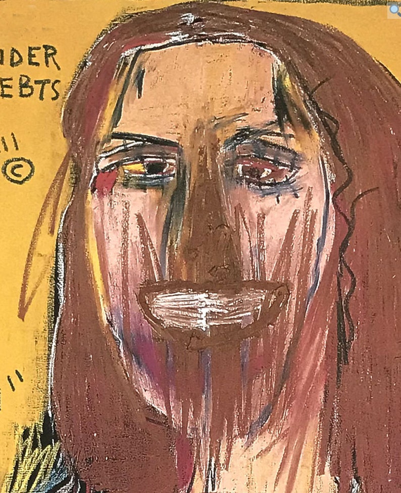 Jean Michel Basquiat New York street artist. 'Mona Lisa' rare large poster. Like Keith Haring. Wall art. Free delivery. Christmas gift ideas