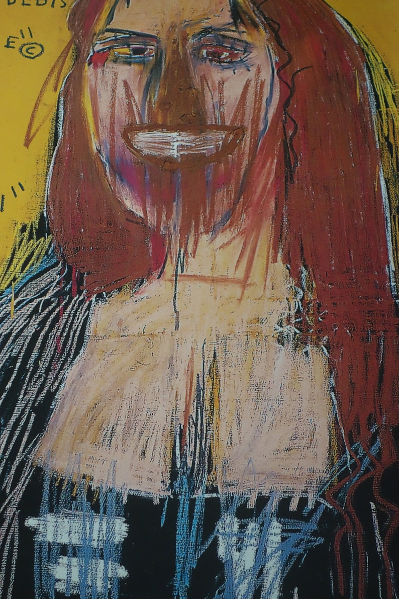 Jean Michel Basquiat New York street artist. 'Mona Lisa' rare large poster. Like Keith Haring. Wall art. Free delivery. Christmas gift ideas