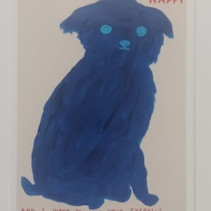 David Shrigley : « Je veux vous rendre heureux ». Idées cadeaux de Noël. Carte postale caricaturale de chien A5 en édition ouverte. Art mural abordable.
