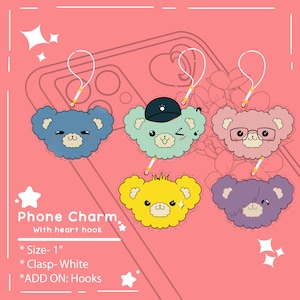 クールに遊ぼう、みんな | ミニ携帯チャーム | かわいいクマの携帯ストラップ | 携帯電話アクセサリー | 携帯用ハートフック