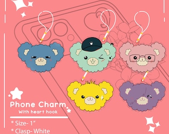 Play It Cool, Guys |Phone Charms Mini | Cute Bear Phone Strap | Accessories for Phone | Phone heart hook