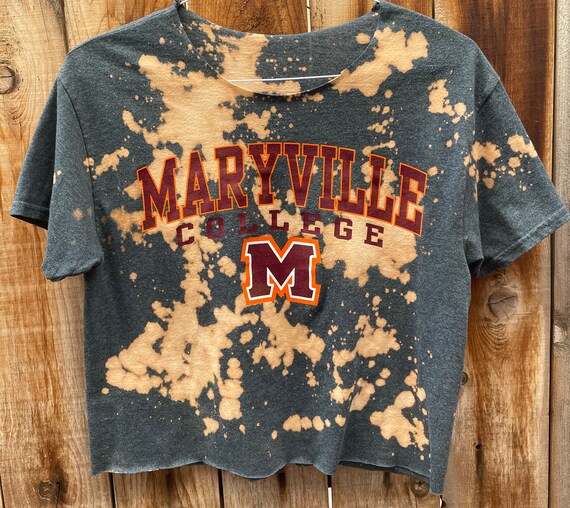 Maryville College Distressed Bleached Cropped T shirt Mens Large