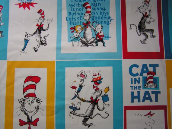 Download Cat In The Hat Dr Seuss 10 Block Cotton Panel By Robert Etsy PSD Mockup Templates