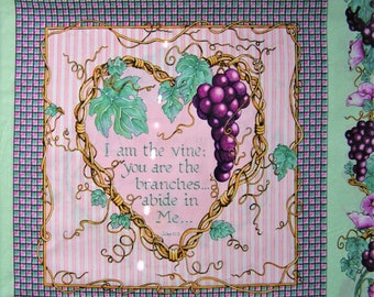 2006 Vintage "Daisy Kingdom, I am the Vine" Inspirational Pillow Quilt Fabrics Half-yard Panel!