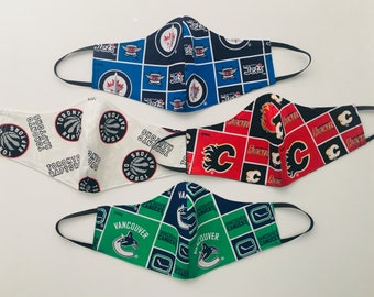 Clearance! NHL Fabric Masks Vancouver Canucks Calgary Flames Winnipeg Jests Toronto Raptors Free Shipping Canada!