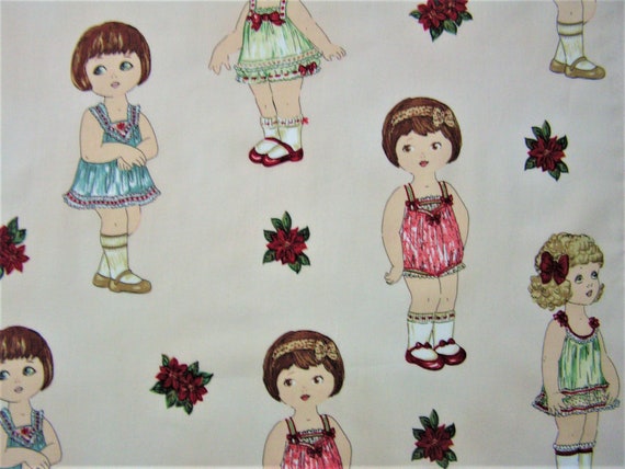 Quilting fabric by the yard Windham Fabrics paper doll cowboy
