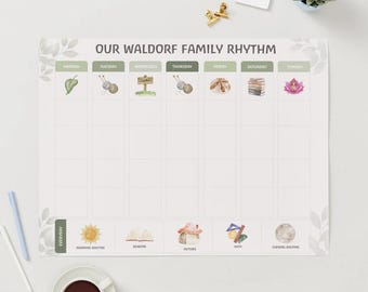 Waldorf home, Waldorf homeschool, Waldorf rhythm, Waldorf inspired, waldorf weekly rhythm, Waldorf daily rhythm, visual planner, printable