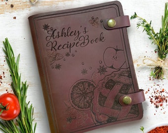 Personalized Leather Recipe Book: Family Heirloom Cookbook, Mom Birthday Gift