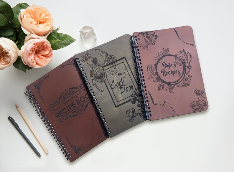 Personalized Leather Recipe Book Binder Custom Journal Etsy