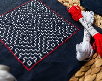 Japanese Sashiko Embroidery DIY Kit, Olympus Thread