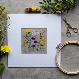 Wild Flower Garden Irish Linen Stamped Embroidery Kit | embroidery craft kit | DIY Embroidery Kit, Summer Flowers, Secret Santa Gift