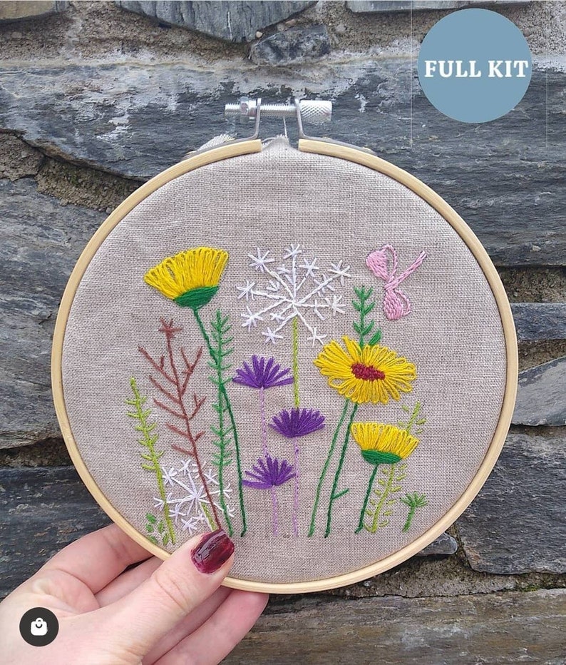 Wild Flower Garden Irish Linen Stamped Embroidery Kit Etsy UK