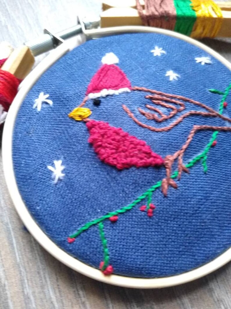 Christmas robin embroidery kit christmas decoration kit hand  etsy