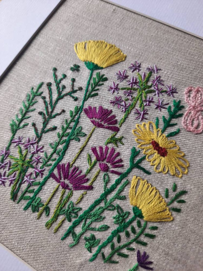 Wild Flower Garden Irish Linen Stamped Embroidery Kit Etsy UK